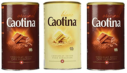 Caotina Set- 2 x Caotina original drickchoklad 500 g och 1 x Caotina Blanc vit drickchoklad 500 g