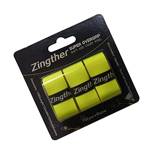 Zingther Super Tacky Tennis Grip Tape, Supreme Self-Adhesive Overgrip for Badminton Racket/Bat/Racquetball/Squash and Pickleball Paddle Handle -Top Grade Tackiness Feel (Neon Yellow, 3 Grips)