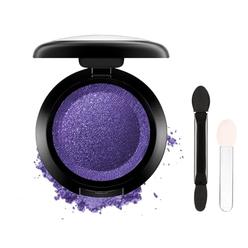 Purple Single Color Glitter Eyeshadow with Brush, Shimmering Pressed Powder, Highly Pigmented Sparkly Eyeshadow for Girls Women, Waterproof and Long-Lasting for Women Party, Stage Looks
