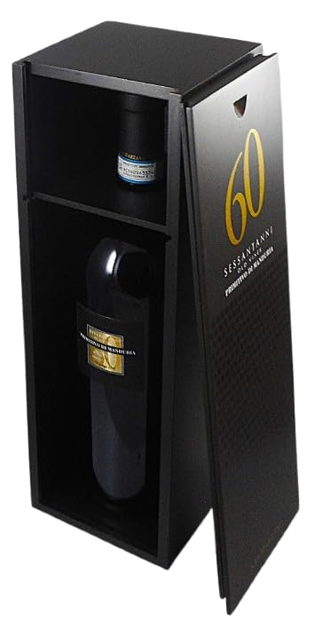 Sessantanni Primitivo di Manduria DOC 2019 Magnum in edler Holzkiste von Feudi di San Marzano, trockener Rotwein aus Apulien