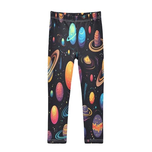 Toddler Girls Leggings Printed Yoga Pants Leggings Yellow Blue Planet for Kids
