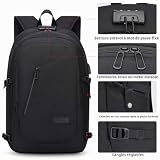 WENIG Zaino Laptop 17 Pollici Antifurto Impermeabile Uomo Grande Capacità PC Portatile con Ricarica USB Zaino da Viaggio Affari per Tempo Libero Scuola College - Nero - 5