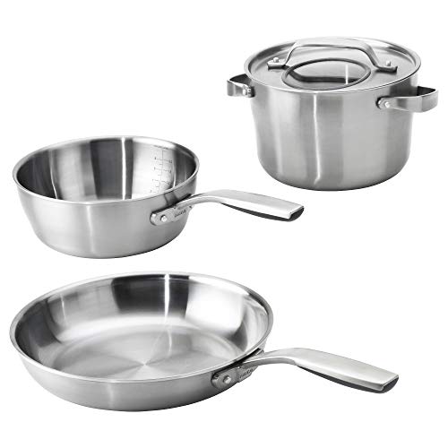 IKEA. 203.245.41 Sensuell 4-Piece Cookware Set, Stainless Steel, Gray, 22" x 22" x