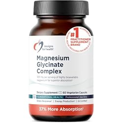 designs for health Magnesium Glycinate Complex - High Absorption, Patented Magnesium Complex - Promotes Calm Sleep, Energy, Bone & Heart Health, and Immune Support - Vegan, Gluten Free (60 Capsules)