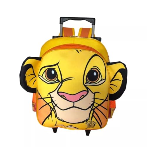 Mochila Escolar Leãozinho Orelinhas Infantil Grande Rodinhas