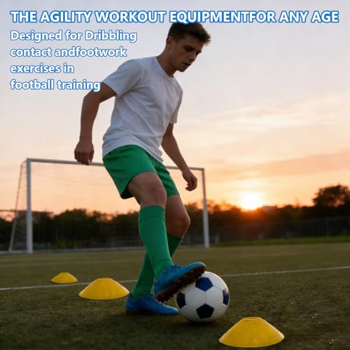 Jerhyun 20 Piezas Juego de Conos para Fútbol, Conos de Entrenamiento Adecuado Hockey, Fútbol, Balonmano o Ayudas Entrenamiento Coordinació(20) - imagen 4