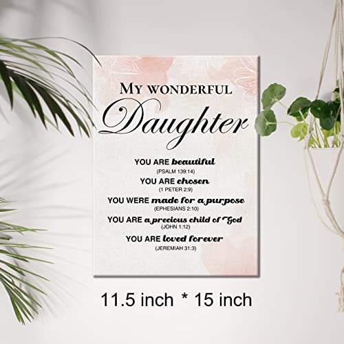 Christian Canvas Wall Art Motivational My Wonderful Daughter Canvas Print Positive Canvas Painting Home Wall Decor Framed Christian Gift 12X15 Inch #TOP1