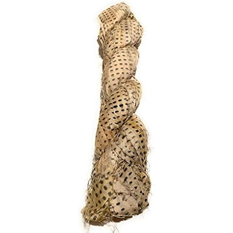 Printed Sari Silk Ribbon Yarn for Knitting, Crochet, Jewelry Making, Gift Wrapping 100 Grams (Off White Dotted) Cover