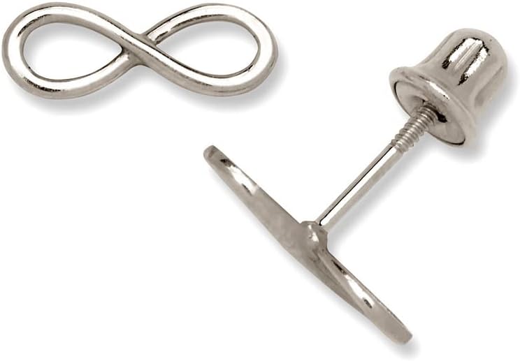 Jewelryweb – 14k Solid Gold Infinity Stud Earrings – Infinity Ribbon Screw Back Earrings – 3mm x 8mm – Hypoallergenic – Cartilage Earrings