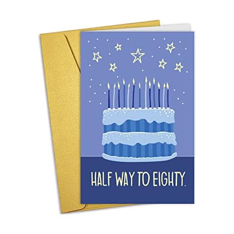 Nchigedy Funny 40th Birthday Greeting Card, 40 Years Old Birthday Card for Men Women, 40th Bday Card, Half Way To Eighty Cover