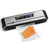 🍅 2 Modos de trabajo: Envasadora al vacío tiene dos modos, totalmente automático y manual. Primero puede hacer clic en "FOOD" para seleccionar en Seco/Húmedo. Si desea que sea completamente automático, puede elegir "VAC SEAL" y esperar a que se complete. Si hace clic en "STOP" en el medio, el estado actual se pausará y continuará completando las operaciones restantes después de hacer clic nuevamente.