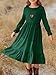 MITILLY Girls Fall Long Sleeve Dress Kid Fashion Crew Neck Dresses Holiday Swing Cute Maxi Dress Trendy Dressy Clothes 6-7 Years Dark Green