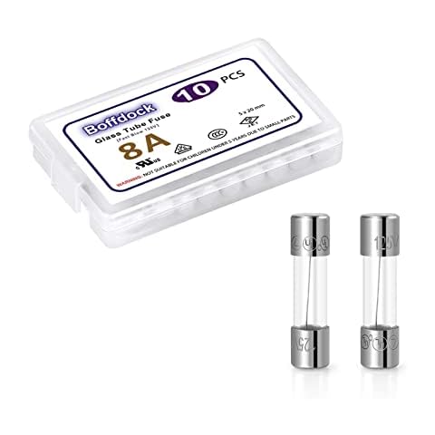 UL Listed F8AL125V Glass Fuse-Boffdock 8A 125V-10 PCS Fast Blow Fuses 0.2x0.78 Quick Blow Fuses for String Lights, Christmas Lights,Bubble Light Strand(F8A) Cover