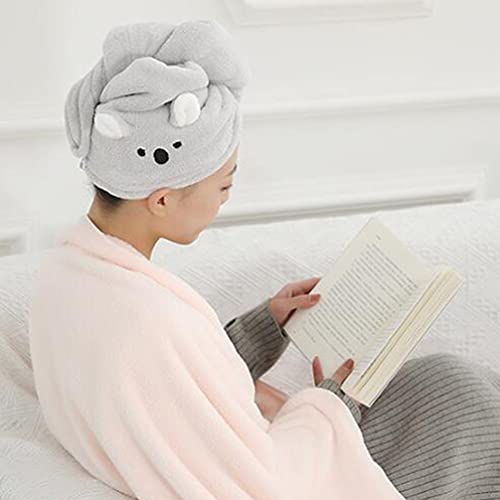 PIXNOR 2 peças de toalha de cabelo de lã coral, toalhas de secagem de cabelo de orelha de coelho, to