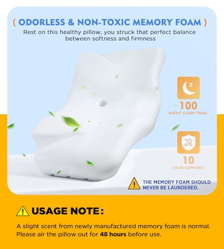 Image of Osteo Cervical Pillow for Neck Pain Relief, Hollow Design Odorless Memory Foam Pillows with Cooling Case, Adjustable Orthopedic Bed Pillow for Sleeping, Support for Side Back Sleepers