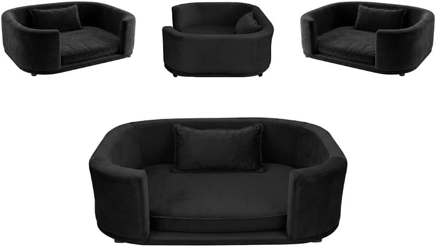 Caminha Sofá Pet Veludo Premium com Travesseiro Cães e Gatos(Pret...