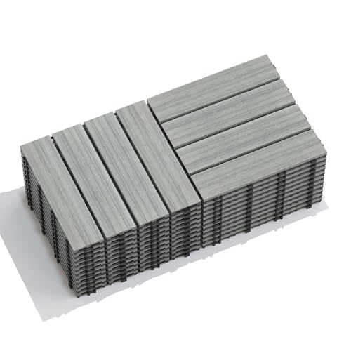 HCIOAN 22-Pack WPC Composite Deck Tiles, 11.8" Interlocking