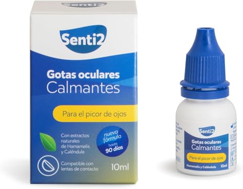 Senti2 Gotas Calmantes con Extractos Naturales de Hamamelis y Caléndula para el picor de ojos 10ml - paquete de 2