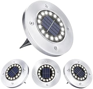 PhilzOps Solar Lights for Garden, 16 LED Solar Floor Lights Outdoor IP65 Waterproof Solar Disk Lights Solar Ground White Light for Pathway Patio Walkway Terrace Yard Stairs Decorations(4 Pack)