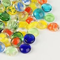 XUIIOSOOKP 880g(Ca. 200 Stück) Muggelsteine Bunte Glassteine, Glasnuggets Bunt, Mosaiksteine zum Basteln, Ziersteine, Dekosteine für Vasenfüller DIY-Projekte Aquarium Deko Steine(15-20mm Farbige)