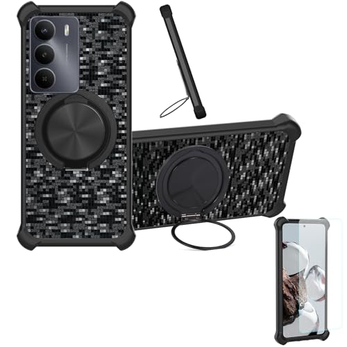 �Ή� Realme V70s �P�[�X Phone Case [1�� 9H+�d�x���� �K���X�t�B����][360°��]���X�^���h�A�}�O�l�b�g��]CX-11-HEI