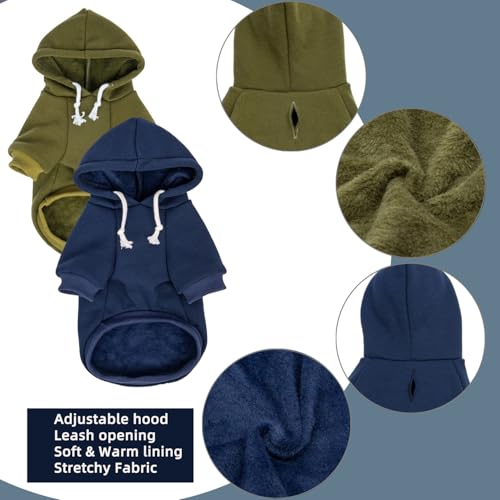 2-Pack Dog Hooded Sweaters & Jackets - Soft Dog Clothes Hoodie for Small/Medium/Large Dogs & Cats | All-Season Comfort & Fit, Stylish Pet Shirts Apparel & Accessories (Army Green, Navy, Large) - Image 4