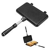 CEWROM Sandwichmaker Camping Doppelseitige Bratpfanne, Doppelseitig Bratpfanne Aluminium Omelette Tabletts Pan, Waffeleisen Klapptoaster Schwarz Sandwich Maker für Küche Frühstück
