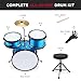 Best Choice Products 3-Piece Beginner Drum Set for Kids Juniors, w/Throne Stool, Cymbal, Drum Sticks, Bass Drum Pedal, 2 Toms - Light Blue Sparkle