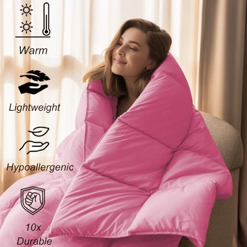 Image of Emperor Size Comforter Set - All Season Down Alternative Bedding Comforter Set - Quilted Duvet Insert with Corner Tabs - Box Stitched Blanket - Breathable, Soft - Pink