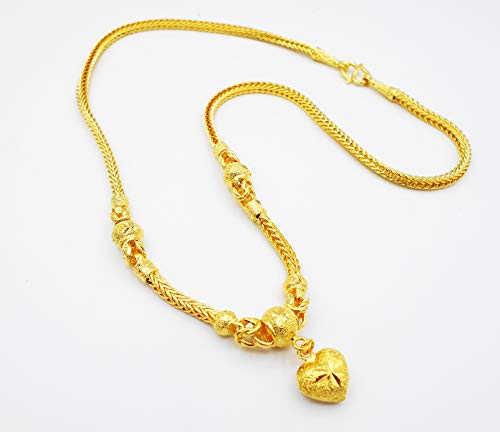 Chain 24k Thai Baht Yellow Gold Plated Filled Necklace Jewelry Women 20" Pendant Heart3