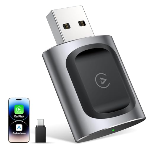 AuroraLink Wireless Carplay & Android Auto Adapter 2-in-1 Stable & No Delay Carplay Wireless Adapter Convert Wired to Wireless Car Play Dongle for iOS 10+/Android 11+