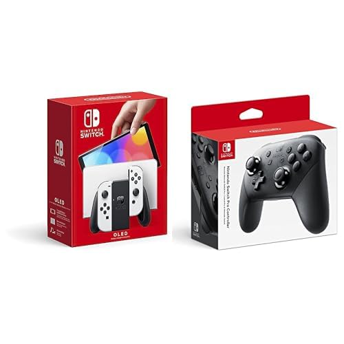 Nintendo Switch OLED Model w/White Joy-Con Switch Pro Controller Gaming Bundle