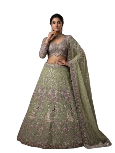 Image of Lehenga choli For Womens and Girls Soft Butterfly Net Lehenga Choli with Coding Sequins Work Dupatta | Semi Stitched Designer Ethnic Set