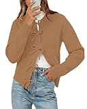 Picture of Women's Cardigan Sweaters Bow Button Down Cardigans Fall Fashion Clothes Knit Tie Open Front Coats