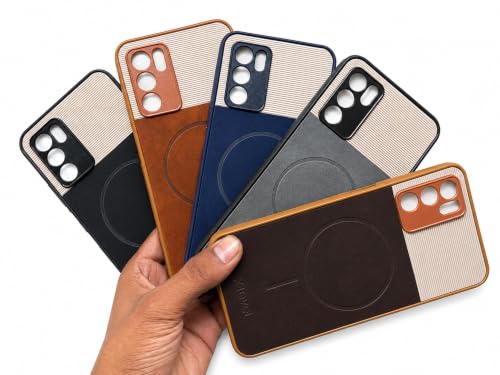 Image of Bintage Dual-Leather 2in1 Phone Case| Soft Touch Finish | Full Camera Protectection Back Cover Compatible for Oppo CPH2321 /Oppo A53s 5G - White & Matelic Grey