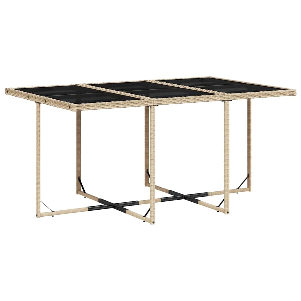 Ensemble de Jardin 11 Pièces avec Coussins, Table et Chaises en Poly Rotin Beige, Mobilier Extérieur pour Terrasse Jardin, Confortable et Facile à Ranger