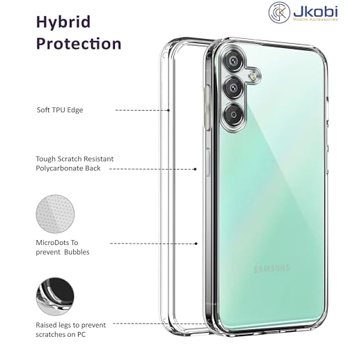 Image of Jkobi Back Cover for Samsung Galaxy F15 5G (Silicone Clear Shockproof Case with Camera Protection | Soft and Flexible | Transparent)
