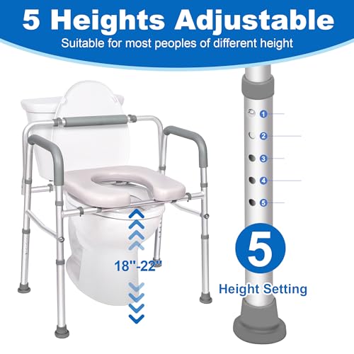 Aupokinry SILVER RAISED TOILET SEAT 3 In 1 Raised Toilet Seat With Handles And Back, Commode Chair With Adjustable Width And Height Fits Any Toilet, 460 Lbs Bedside Commode Chair thumb #2