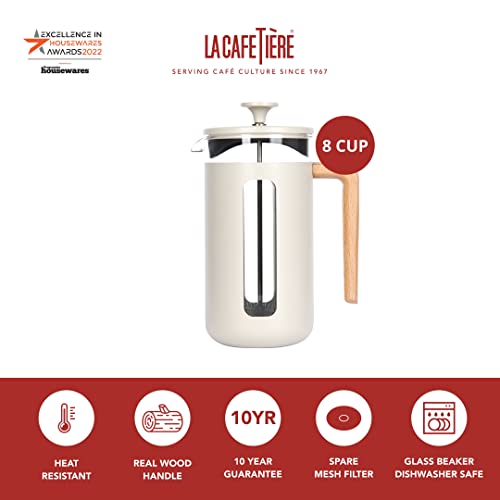 La Cafetière Pisa Stainless Steel Cafetière, Eight Cup, Latte, Gift Boxed, Cream, 1L - Image 2