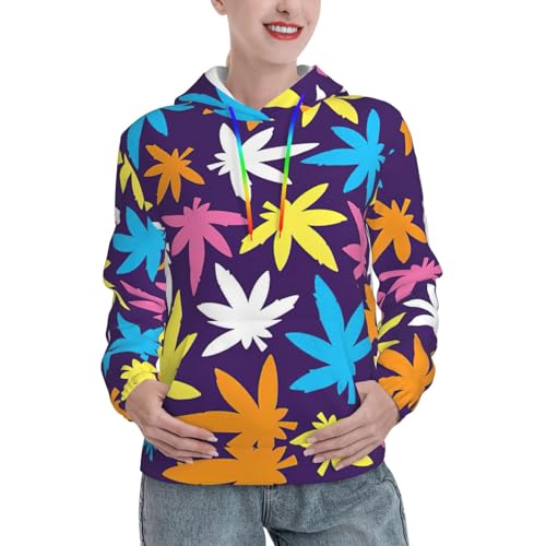 Sweat à capuche femme imprimé herbe pull graphique doux avec poche
