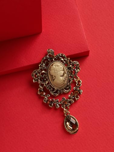 Image of MINACHI Vintage Victorian Design Queen's Cameo Antique Wedding Brooch Pin, Jewelry Gift for Women
