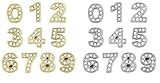 MAHAVIMOKSA 8mm 20pcs Crystal Rhinestone 0-9 Digital Number Slide Charms for DIY Craft Jewelry Making (Gold & Silver)