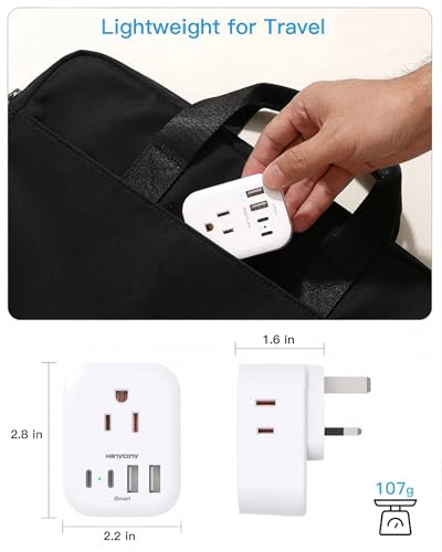 Image of US to UK Plug Adapter, HANYCONY Type G Adapter for Travel, 2 Pack