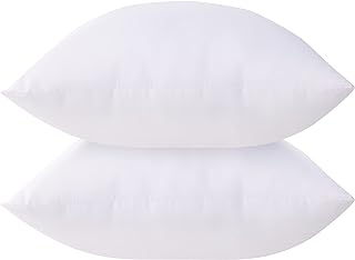 Acanva Throw Pillow Inserts for Bed Couch Sofa Chair Indoor Decorative, Square Sham Stuffer Cushion with Premium Polyester Microfiber, 26x26 Inch(2 Count), White