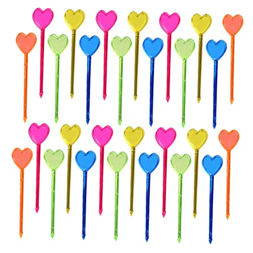 Frcolor 150個入り使い捨てハート型カクテルピック 多用途フルーツフォーク 前菜用スキュアー デザートやスナックに 結婚式や家イベント向け