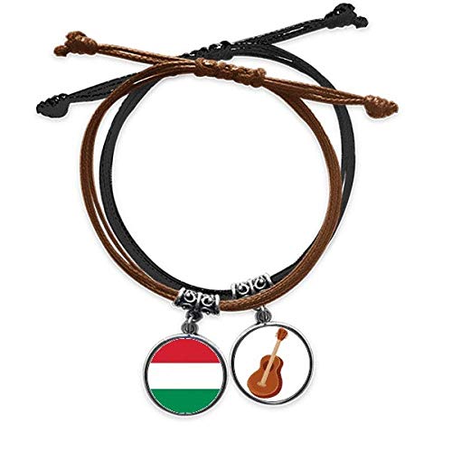Pulsera de la bandera de Hungría en cuero y cuerda para hombre y mujer