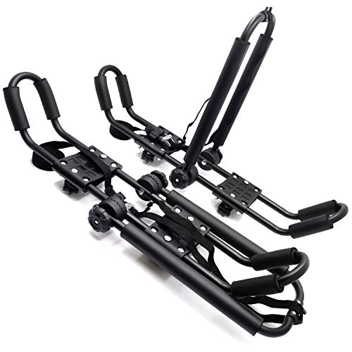 Smt- Black 3 In 1 Universal Kayak Carrier Car Suv Roof Rack J-Shape Fodable Racks Compatible With Canoe Sup Kayaks [See Fitment] #TOP3