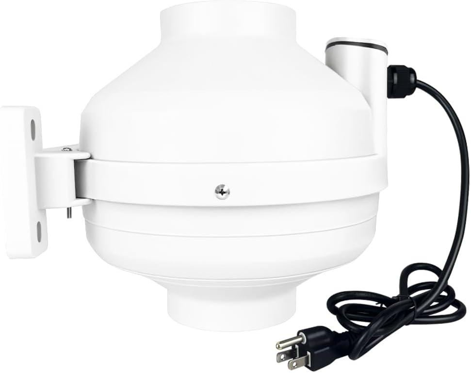 Ventilador de extracción para radón de 4 pulgadas, silencioso, de 2 velocidades (260/188 CFM), sistema de mitigación de radón con carcasa impermeable IP67, ventilador de alto caudal para ventilación interior y exterior miniatura 1