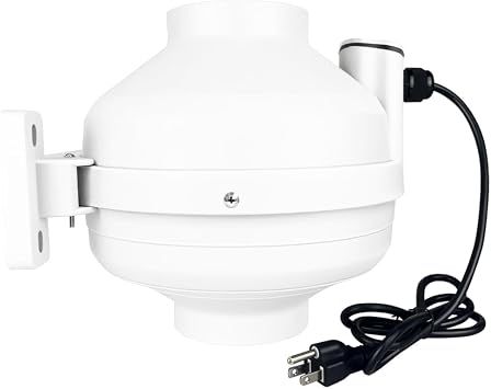 4 Inch Radon Fan, Quiet 2 Speed 260/188CFM Radon Mitigation System Inline Duct Fan IP67 Waterproof, High Airflow Exhaust Fan for Indoor Outdoor Air Ventilation