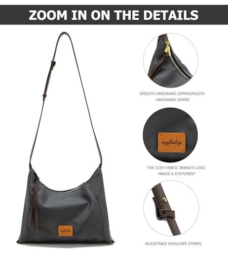 Image of myfriday Women PU Hobo Crossbody Bag, Coin Purse, 2 Straps Shoulder Purse | Anti-scratch PU, center divider, zipper pocket and coin pouch organize cosmetics, wallet and phone for commute or dates